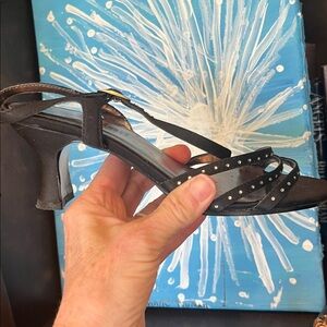 Unlisted Black Leather Sole Strappy Rhinestone Studded Dress Shoes Womens 6